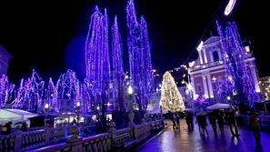 ljubljana 14.12.2011 praznicno okraseno staro mestno jedro, okrasi, novo leto, l