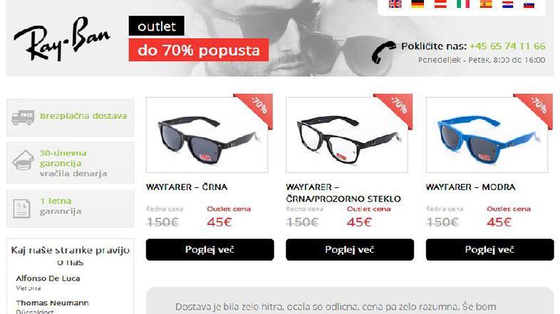 Ray ban, trgovina 