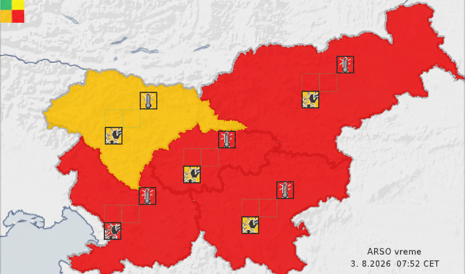 Arso zaradi vročine razglaša rdeči alarm