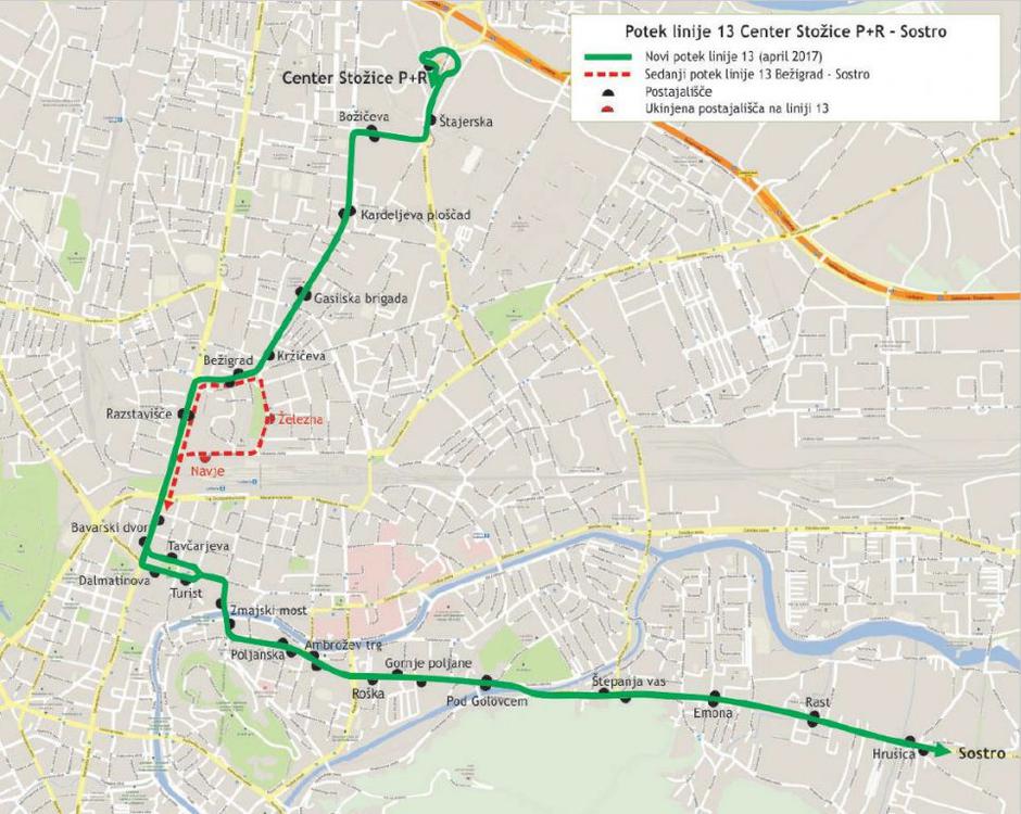spremenjena proga 13 | Avtor: LPP