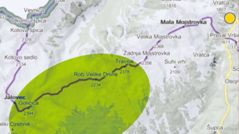 Zemljevid, iskanje planinca