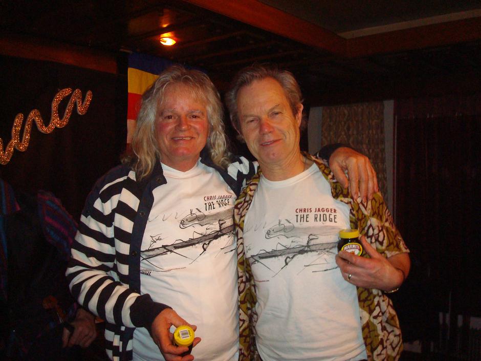 Stvaritelj prvega muzeja Stonesov v Sloveniji Slavko Franca in Mickov brat Chris | Avtor: Andreja Cilenšek