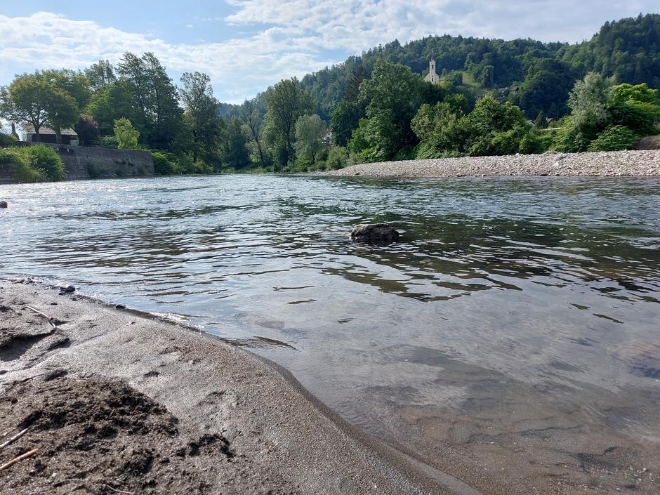 Sotočje Poljanske in Selške Sore v Škofji Loki, reka Sora, Škofja Loka, plavanje | Avtor: M. Ha.