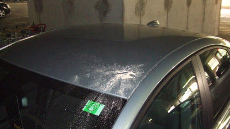 Razpadli omet na stropu parkirne hiše na Letališču Jožeta Pučnika je padel na vo