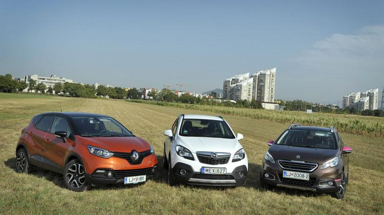 Renault captur, opel mokka in peugeot 2008