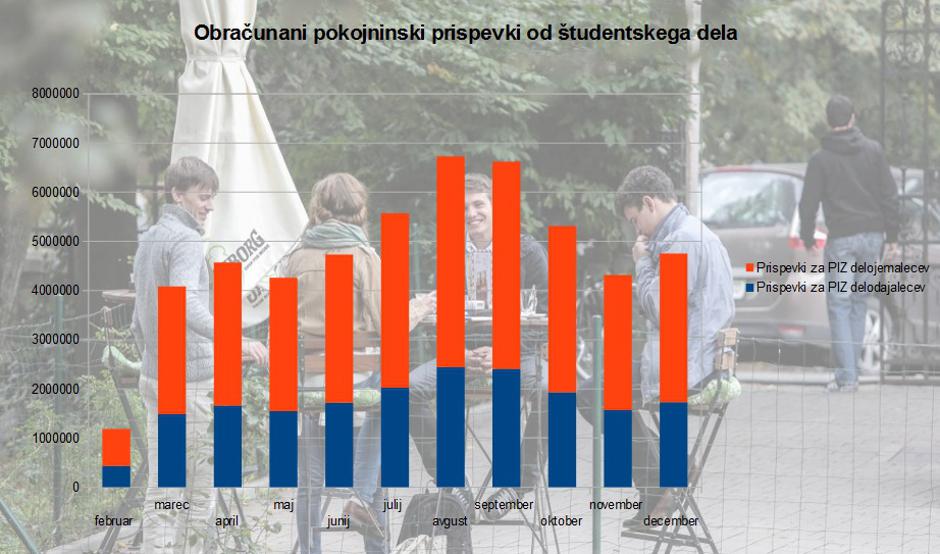 Pobrani pokojninski prispevki od študentskega dela  | Avtor: Zurnal24/Furs 