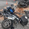 Prometna nesreča, trčenje avtomobila in motorista