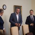 Janez Janša, Dejan Židan in Matej Tonin na sestaneku predsednikov strank