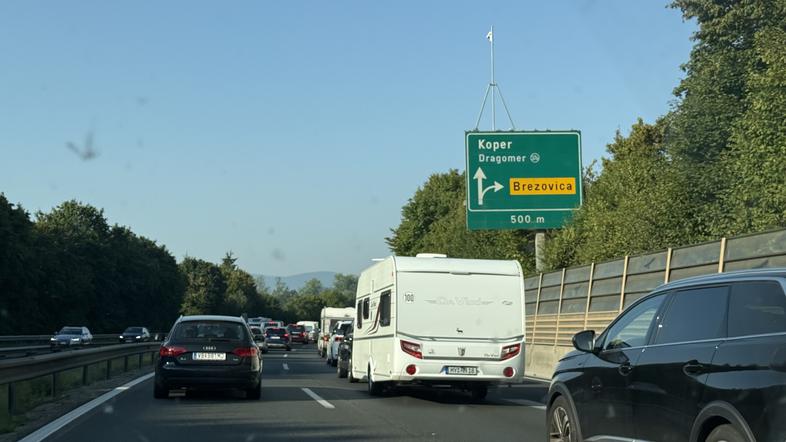 Zastoj na avtocesti, izvoz Brezovica