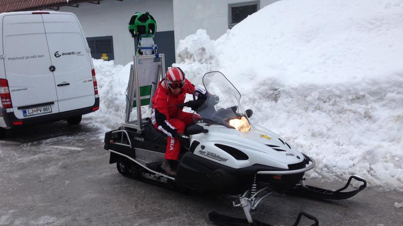 Slovenija 20.02.14, motorne sani, Google, snemanje, Google street view, Matej, K