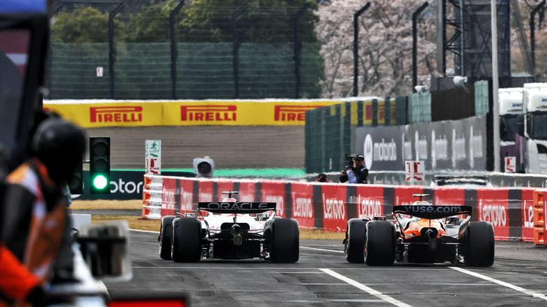 Max Verstappen in Lando Norris