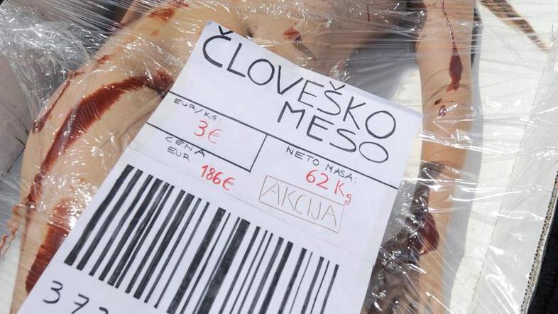 protest, živali, meso, meso je umor, človeško meso