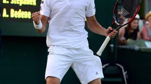 Aljaž Bedene se veseli po točki v Wimbledonu