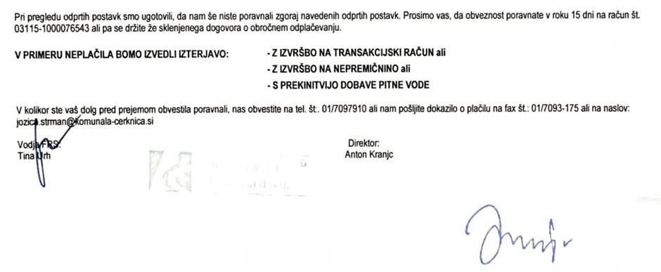 Opomin za neplačilo groba | Avtor: zurnal24.si