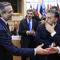razno 22.11.12. Hungary's Prime Minister Viktor Orban (R) watches as Greece's Pr