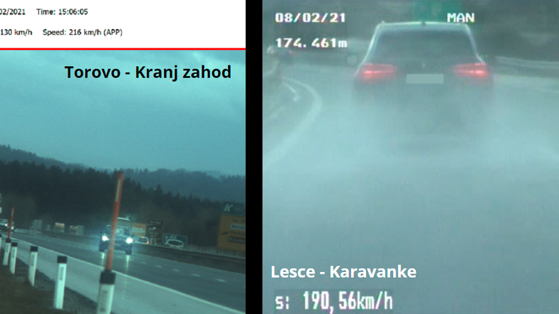 Občutno kar dvakrat prekoračil hitrost na gorenjski avtocesti