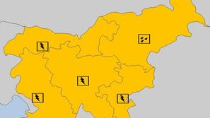 Meteoalarm, opozorilo za soboto 14. julija 2012