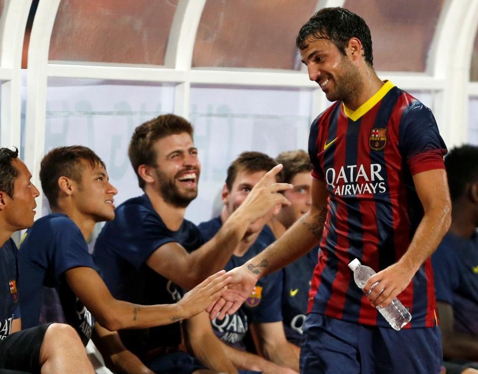 Fabregas Pique Neymar Adriano Tajska Barcelona prijateljska tekma priprave Bangk | Avtor: EPA