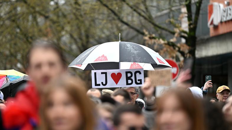 protest v podporo srbskim študentom v Ljubljani