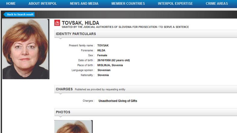 Hilda Tovšak na Interpolu