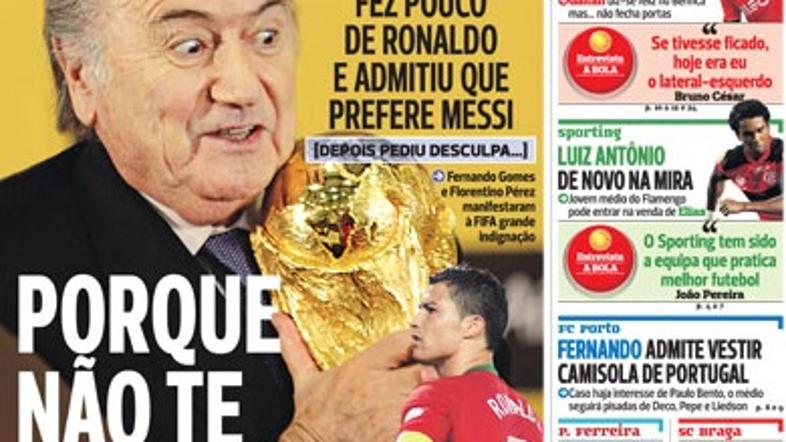 Blatter Ronaldo Zlata žoga oponašanje šala A Bola
