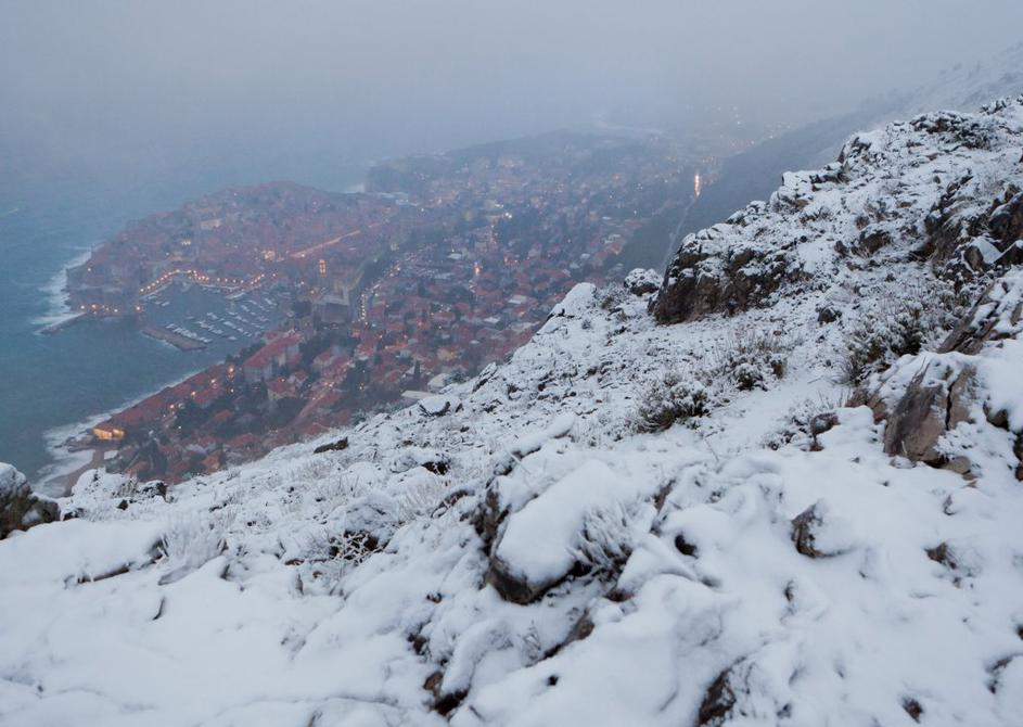 Sneg v Dubrovniku. 