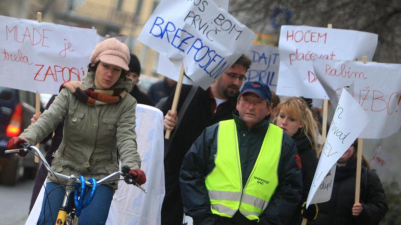 mladi, brezposelni, protest, delo