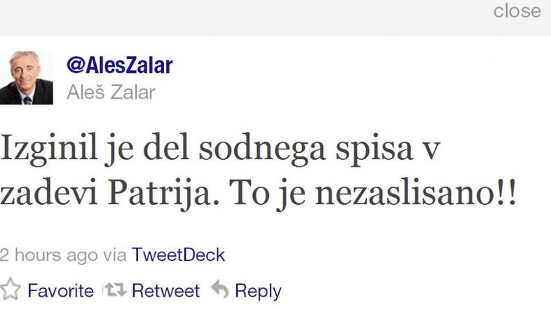 Minister Zalar na Twitterju