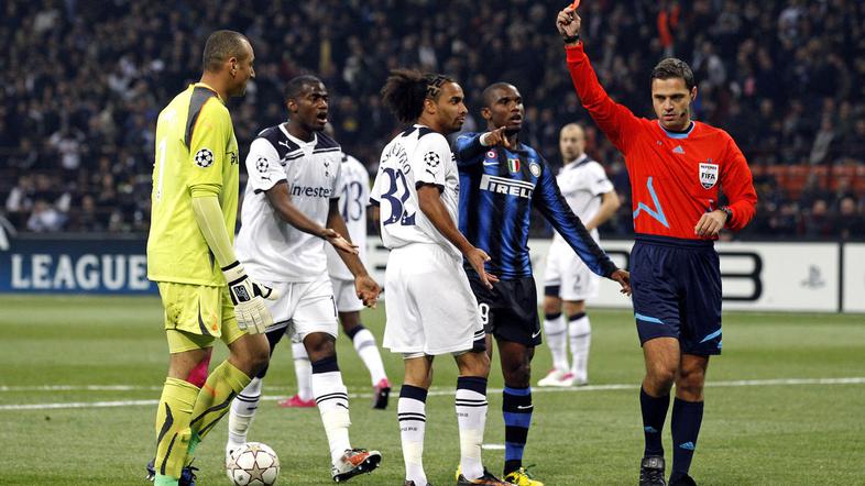 Oktobra je Damir Skomina sodnil tekmi med Interjem in Tottenhamom. Rdeči karton 