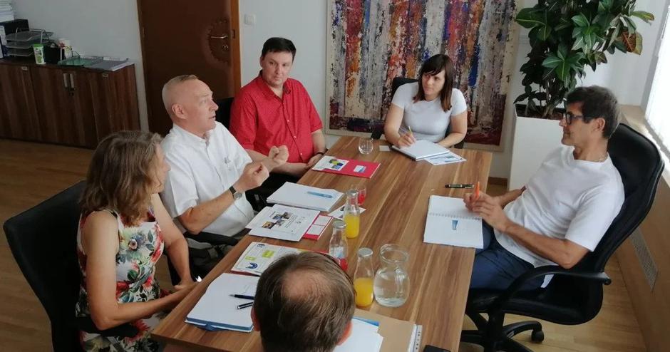 Srečanje na Mestni občini Kranj, Evropska komisija, Claire Nauwelaers in Richard Harding, Matjaž Rakovec, Tomaž Lanišek, Črtomir Kurnik | Avtor: arhiv Mestna občina Kranj