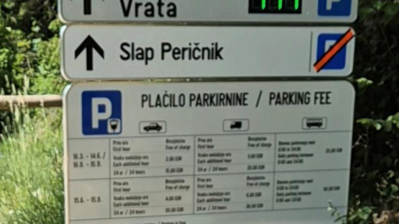 Slap Peričnik - parkirišče Vrata