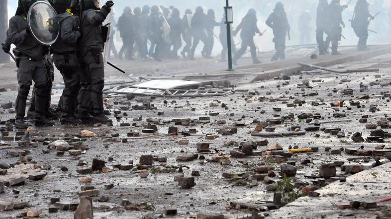 Protesti proti kapitalizmu v Rimu.