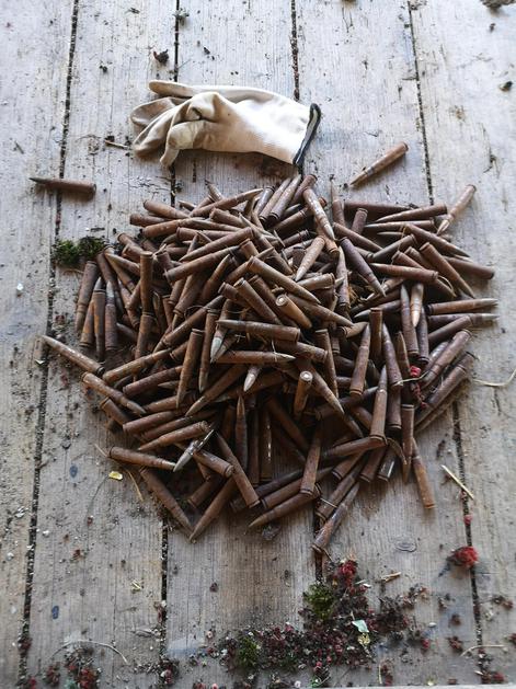 Pehotno strelivo znamke Mauser kaliber 7,92 mm. Najdba vas Volaka, občina Gorenja vas Poljane