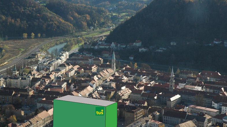 Če vemo, da so hiše visoke v povprečju deset metrov, bi objekt, visok celo do 45