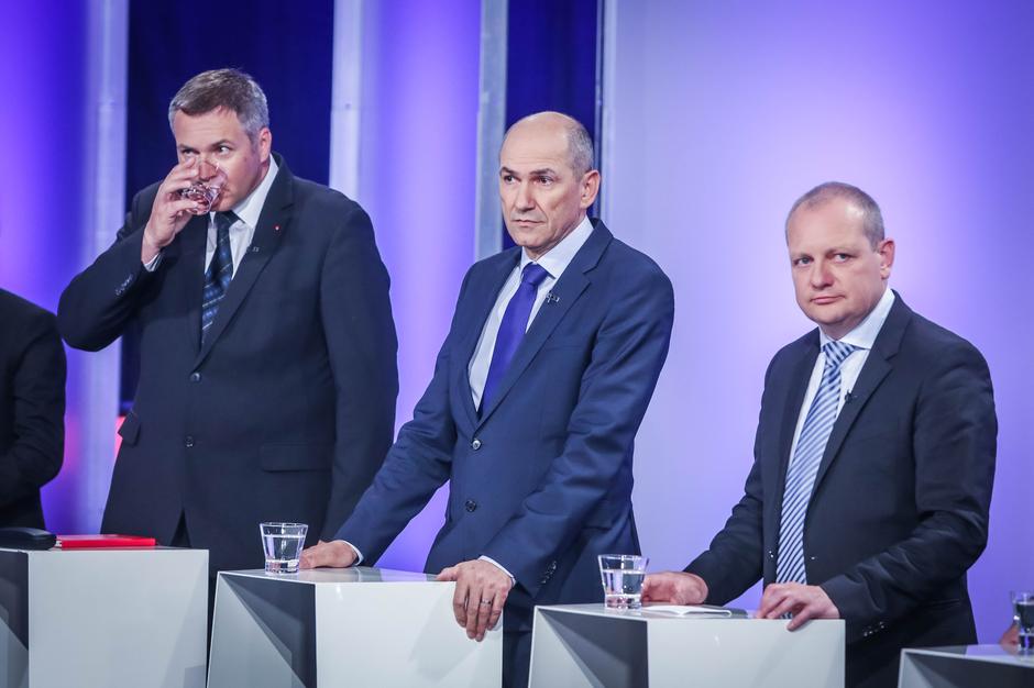Dejan Židan, Janez Janša in Marko Zidanšek na soočenju predsednikov strank | Avtor: Saša Despot