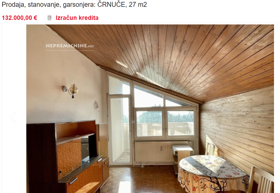 Garsonjera Črnuče | Avtor: Zajem zaslona/nepremicnine.net