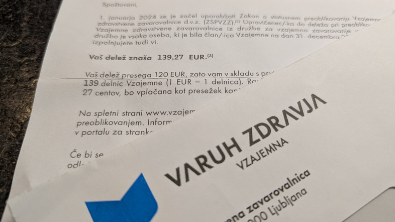 Obvestilo, ki ga je Vzajemna poslala nekdanjim zavarovancem