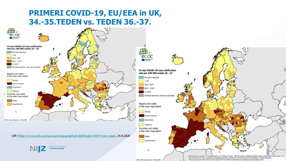 NIJZ: Gibanje števila okuženih v Evropi | Avtor: Reševalni pas/Twitter