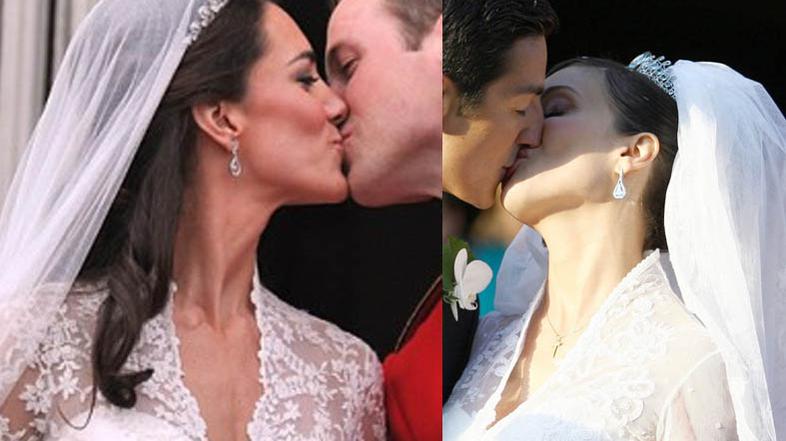 Nevesti nosita skoraj identični obleki. (Foto: Žurnal24/EPA)