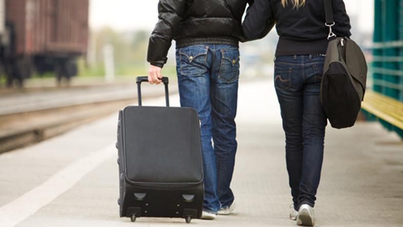 potovanje, pot, par, kovček