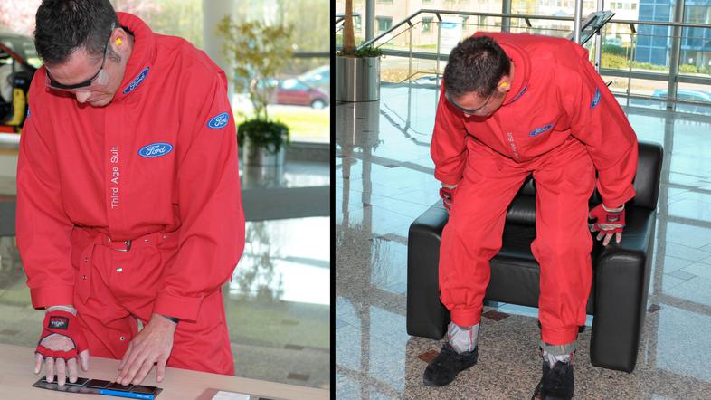 Obleka za tretje življenjsko obdobje simulira težave, ki med premikanjem in doje