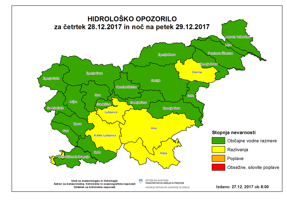 Hidrološko opozorilo | Avtor: Arso