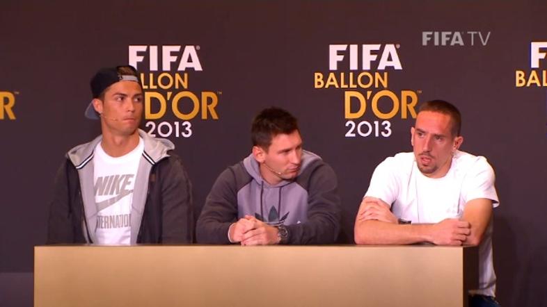 Ribery Messi Ronaldo zlata žoga  Zürich podelitev