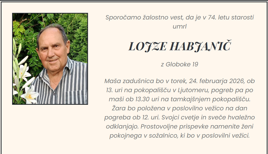 Lojze Habjanič | Avtor: Pogrebništvo Bratuša