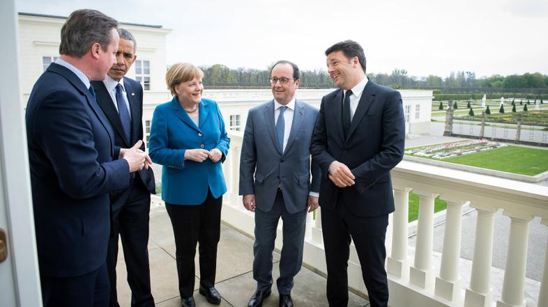 Hollande, Obama, Merklova, Cameron in Renzi