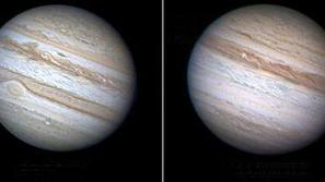 Na levi je fotografija Jupitra, posneta junija lani, desno pa je fotografija iz 
