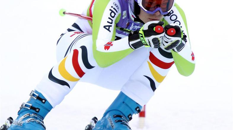 Včeraj bronasta na superveleslalomu, danes z vročino. Maria Riesch. (Foto: EPA)
